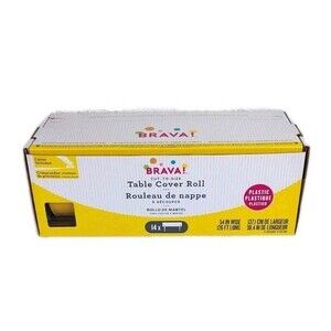 Yellow Plastic Table Cover Roll,Cutter included 54" w x 126' Long 14X Easter